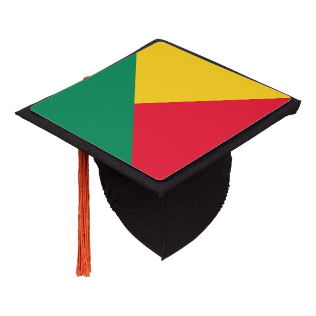 Patriotic Benin Flag Graduation Cap Topper (Angled)