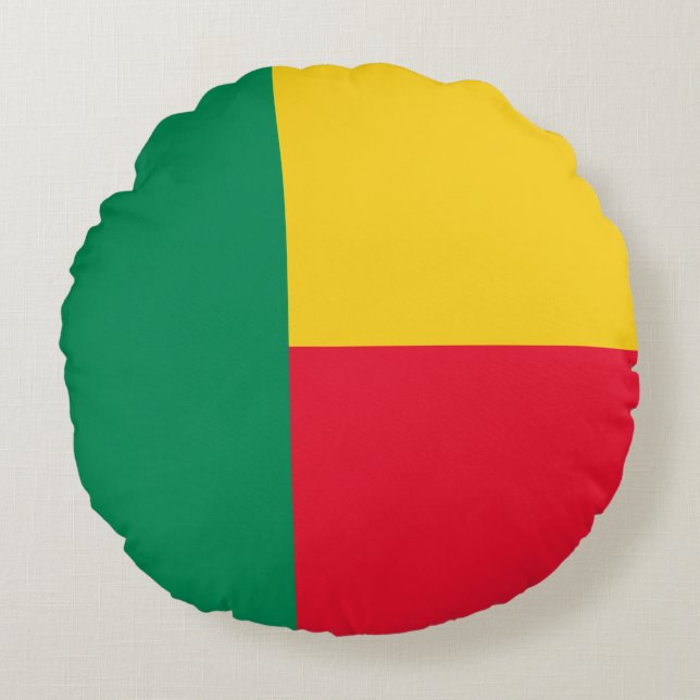 Patriotic Benin Flag Round Pillow (Front)