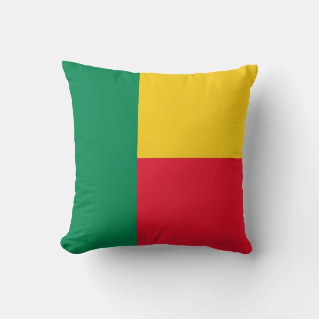 Patriotic Benin Flag Throw Pillow (Front)