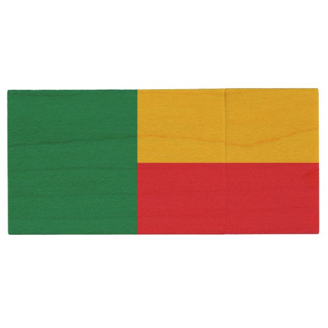 Patriotic Benin Flag Wood Flash Drive (Front)