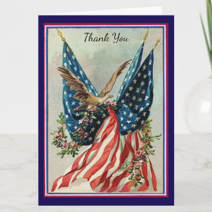Patriotic Bereavement American Flag and Eagle  Letterpress Thank You Card