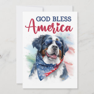 Patriotic Bernese Mountain Dog 4th of July Card