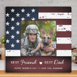 Patriotic Best FRIEND Best DAD Military Dog Photo Plaque<br><div class="desc">Best Friend Best Dad ♡... Surprise your favorite Dog Dad whether it's his birthday, Father's Day or Christmas with this patriotic American Flag custom photo plaque. Customize this dog plaque with the dog favorite photo and name ! Personalize with dogs name and message. This military dog dad plaque is perfect...</div>