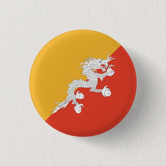Patriotic Bhutan Flag Button (Front)