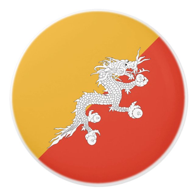 Patriotic Bhutan Flag Ceramic Knob (Front)