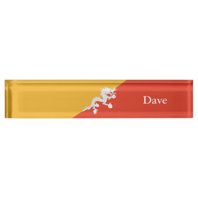 Patriotic Bhutan Flag Desk Name Plate (Front)