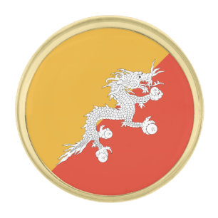 Patriotic Bhutan Flag Gold Finish Lapel Pin