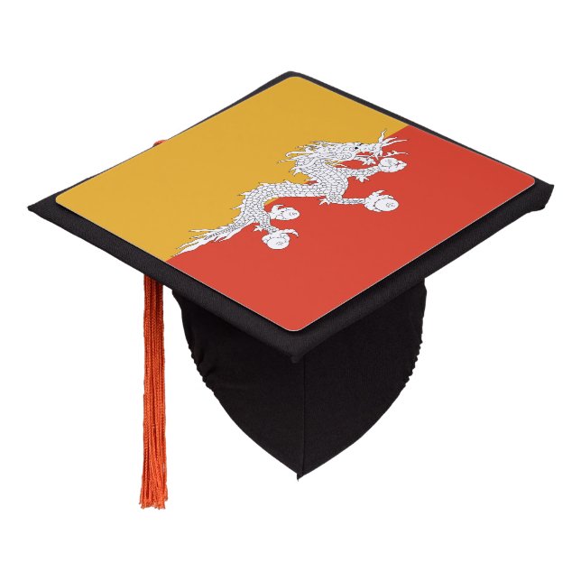 Patriotic Bhutan Flag Graduation Cap Topper (Angled)