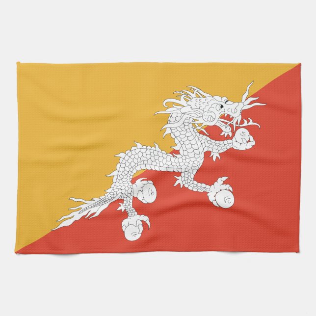Patriotic Bhutan Flag Kitchen Towel (Horizontal)