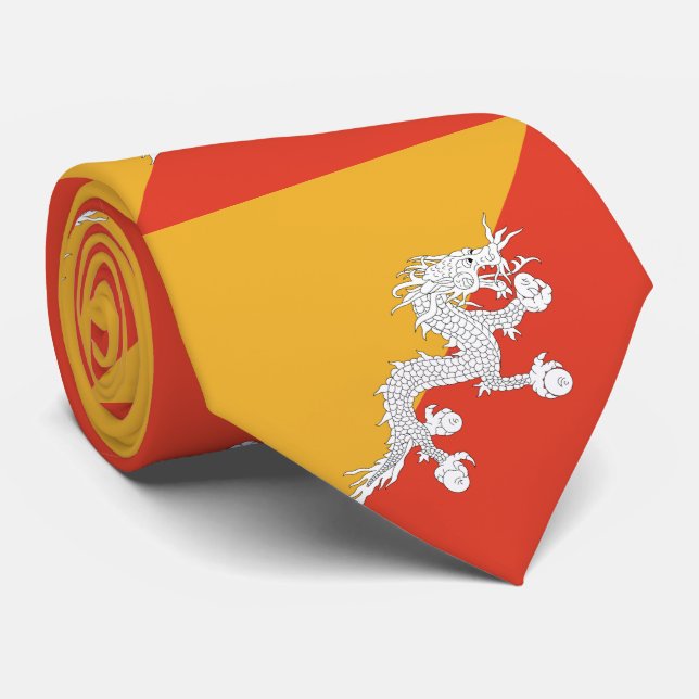 Patriotic Bhutan Flag Neck Tie (Rolled)