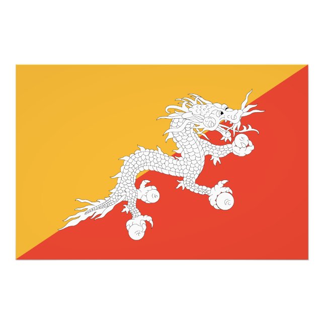 Patriotic Bhutan Flag Photo Print (Front)