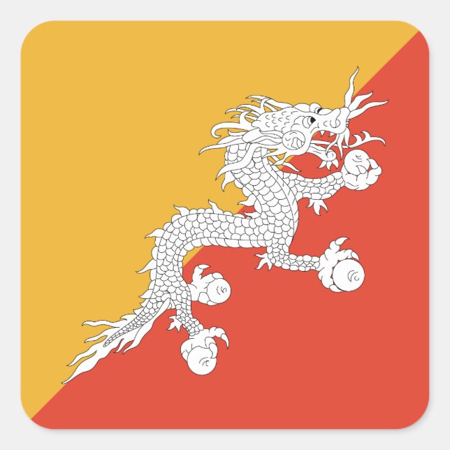 Patriotic Bhutan Flag Square Sticker (Front)