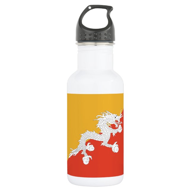 Patriotic Bhutan Flag Stainless Steel Water Bottle (Front)