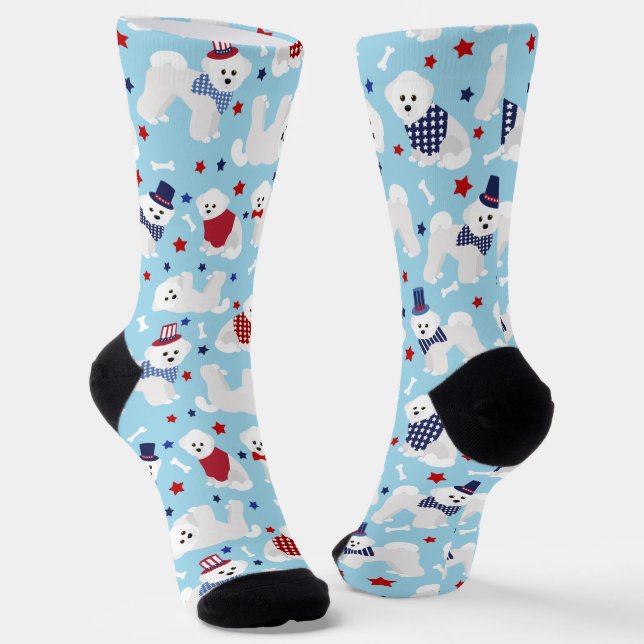 Patriotic Bichon Frise Socks (Angled)