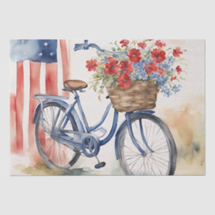Patriotic Bicycle Blooms in Watercolor decoupage Tissue Paper