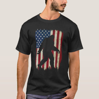 Patriotic Bigfoot 4th of July American Flag Funny  T-Shirt