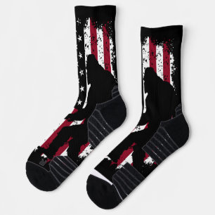 Patriotic Bigfoot American Flag Crew Socks