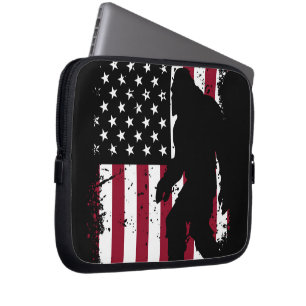 Patriotic Bigfoot – American Flag Sasquatch Laptop Sleeve