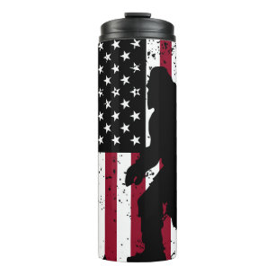 Patriotic Bigfoot American Flag Sasquatch Thermal Tumbler