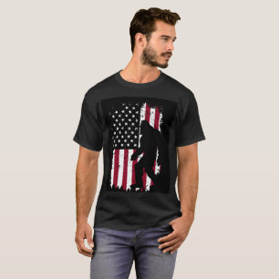 Patriotic Bigfoot American Flag T-Shirt