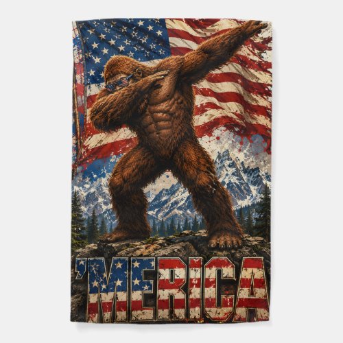 Patriotic Bigfoot Garden Flag
