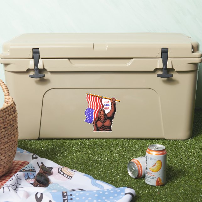 Patriotic Bigfoot Sasquatch USA USA USA Flag   Sticker (Cooler)