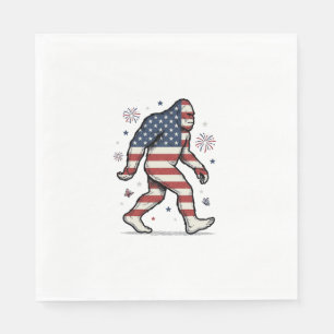 Patriotic Bigfoot Vintage Engraving Shirt Design_1 Napkins