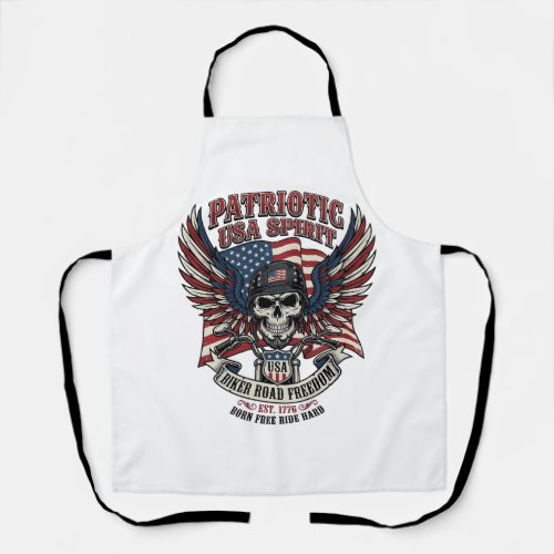 Patriotic Biker Skull Biker Road Freedom Patriot A Apron
