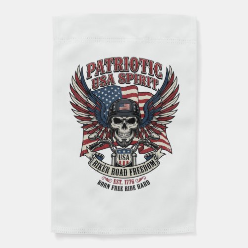 Patriotic Biker Skull Biker Road Freedom Patriot A Garden Flag