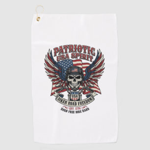 Patriotic Biker Skull Biker Road Freedom Patriot A Golf Towel