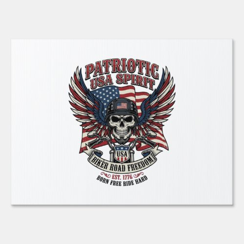 Patriotic Biker Skull Biker Road Freedom Patriot A Sign