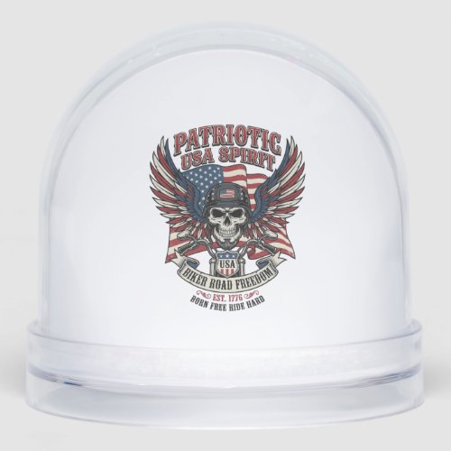 Patriotic Biker Skull Biker Road Freedom Patriot A Snow Globe