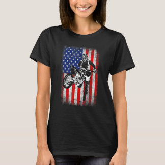Patriotic Biker Usa Flag Motorcycle American Flag T-Shirt
