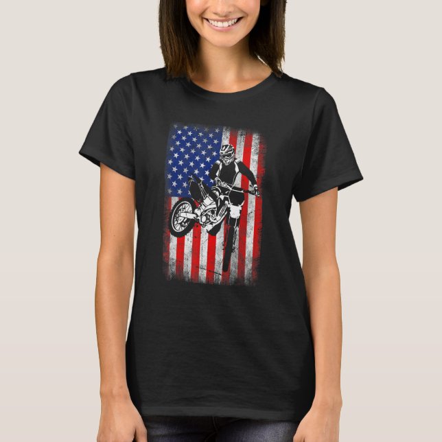 Patriotic Biker Usa Flag Motorcycle American Flag T-Shirt (Front)