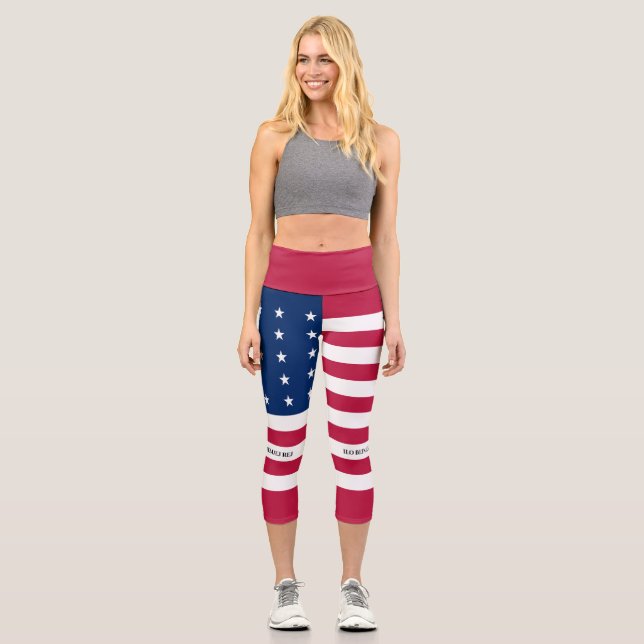 Patriotic Bikini Atoll Flag Capri Leggings (Front)