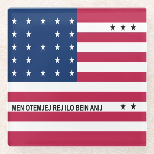 Patriotic Bikini Atoll Flag Glass Coaster