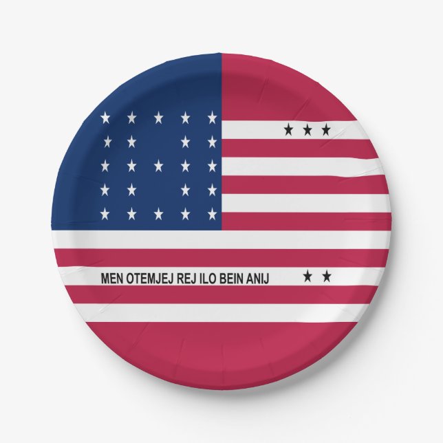 Patriotic Bikini Atoll Flag Paper Plates (Front)