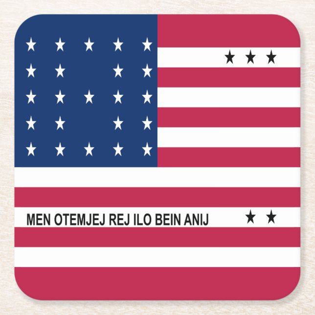 Patriotic Bikini Atoll Flag Square Paper Coaster (Front)