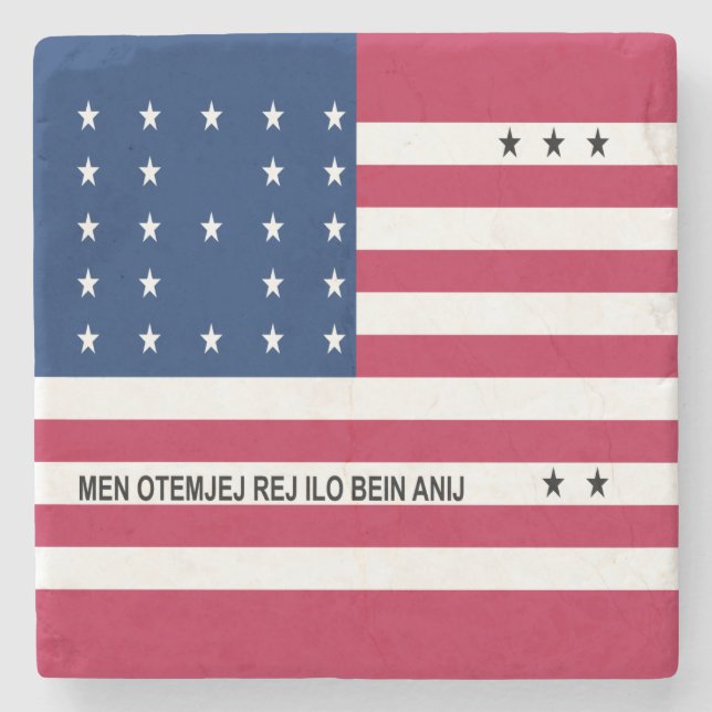 Patriotic Bikini Atoll Flag Stone Coaster (Front)