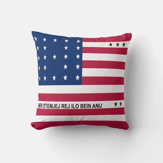 Patriotic Bikini Atoll Flag Throw Pillow (Front)