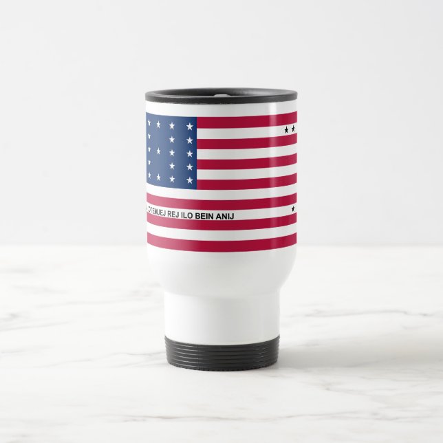 Patriotic Bikini Atoll Flag Travel Mug (Center)