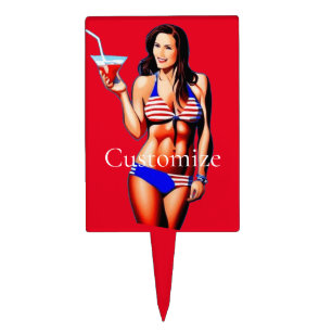 Patriotic Bikini Fitness Model Thunder_Cove  Cake Topper