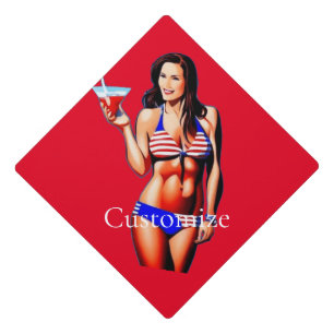 Patriotic Bikini Fitness Model Thunder_Cove  Graduation Cap Topper