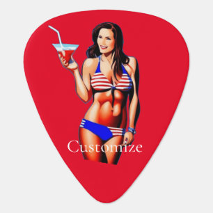 Patriotic Bikini Fitness Model Thunder_Cove  Guitar Pick
