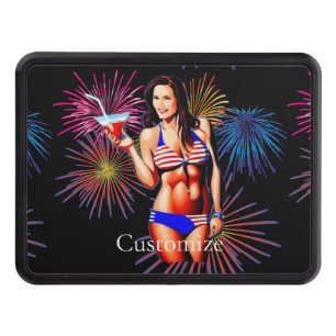 Patriotic Bikini Fitness Model Thunder_Cove Hitch Cover