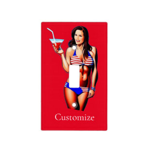 Patriotic Bikini Fitness Model Thunder_Cove Light Switch Cover