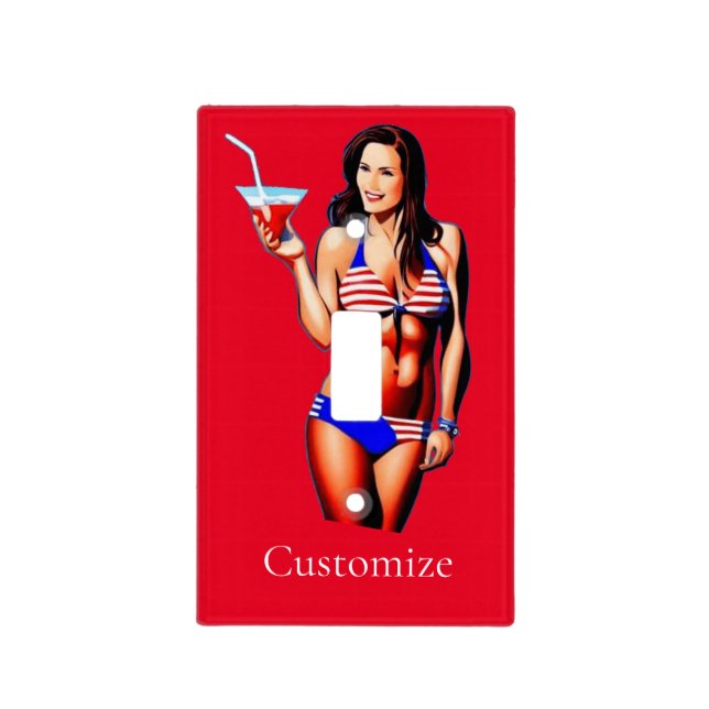 Patriotic Bikini Fitness Model Thunder_Cove  Light Switch Cover (Front)