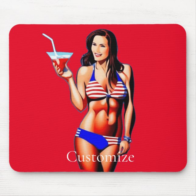 Patriotic Bikini Fitness Model Thunder_Cove  Mouse Pad (Front)