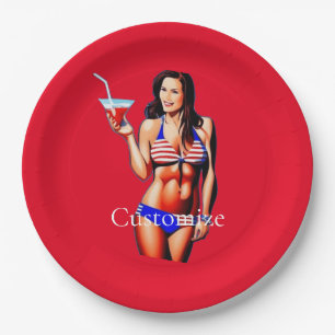 Patriotic Bikini Fitness Model Thunder_Cove  Paper Plates