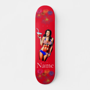 Patriotic Bikini Fitness Model Thunder_Cove  Skateboard